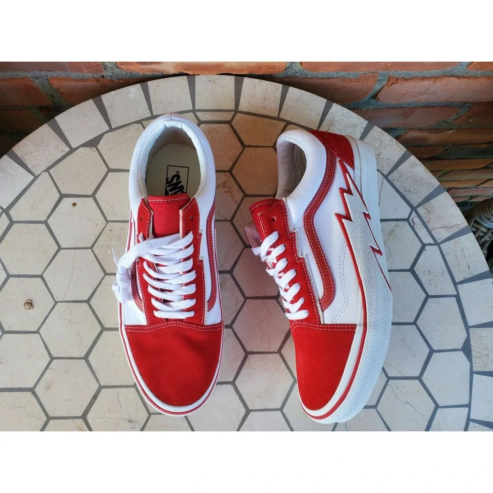 Men Size 6.5 VANS Old Skool Bolt Red VN0009Q56RT Rare Classic Suede Women Sz 8